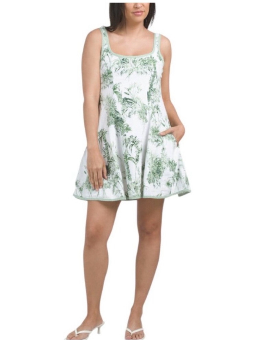 Rachel Zoe Green and White Tropical mini Dress